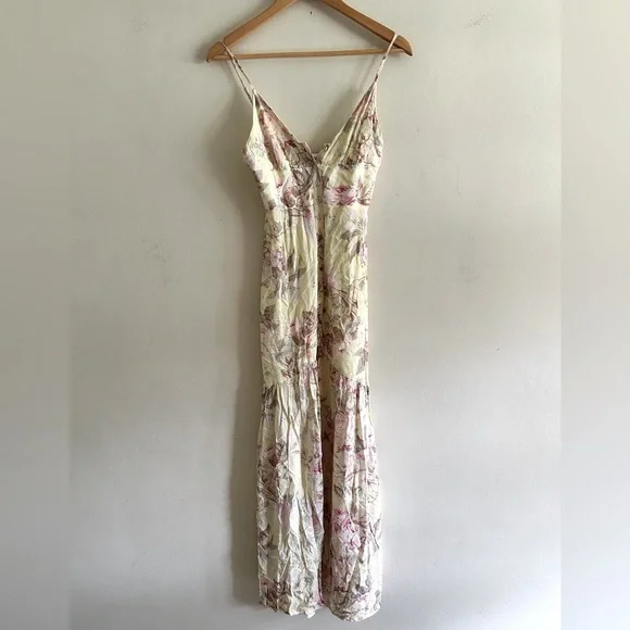 Majorelle Yellow Pink Floral Curtain Hem Boho Dress Size XS - Picture 3 of 7